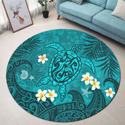 Hawaii Round Rug Hawaiian Sea Turtle & Floral Dreams