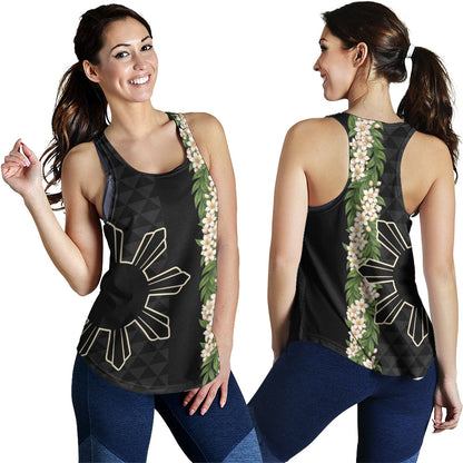 Philippines Filipinos Women Tank Sampaguita Flower Sun Pattern Island Style