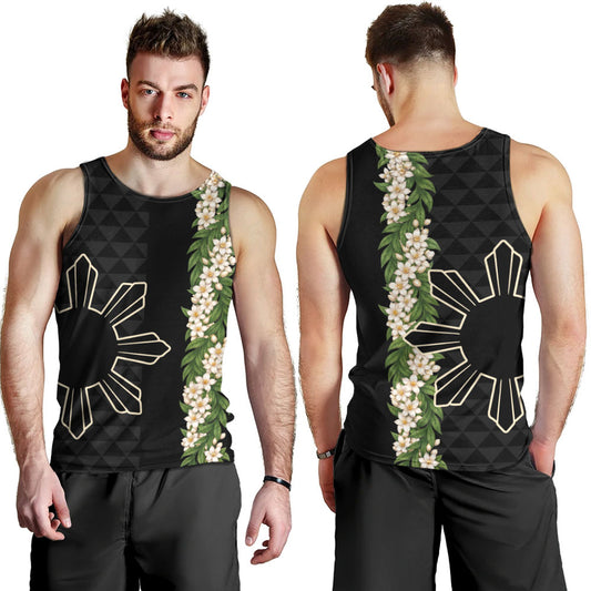Philippines Filipinos Tank Top Sampaguita Flower Sun Pattern Island Style