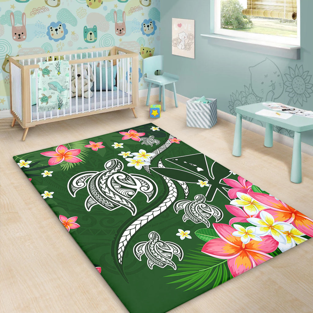 Hawaii Area Rug Aloha Island Turtle Plumeria Flower Tropical Fabric
