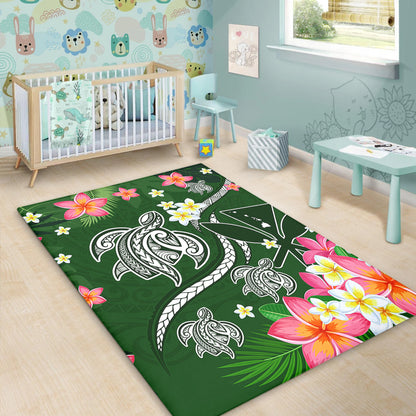 Hawaii Area Rug Aloha Island Turtle Plumeria Flower Tropical Fabric
