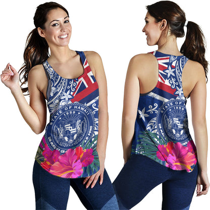 Hawaii Women Tank Flag Tribal Tropical Style