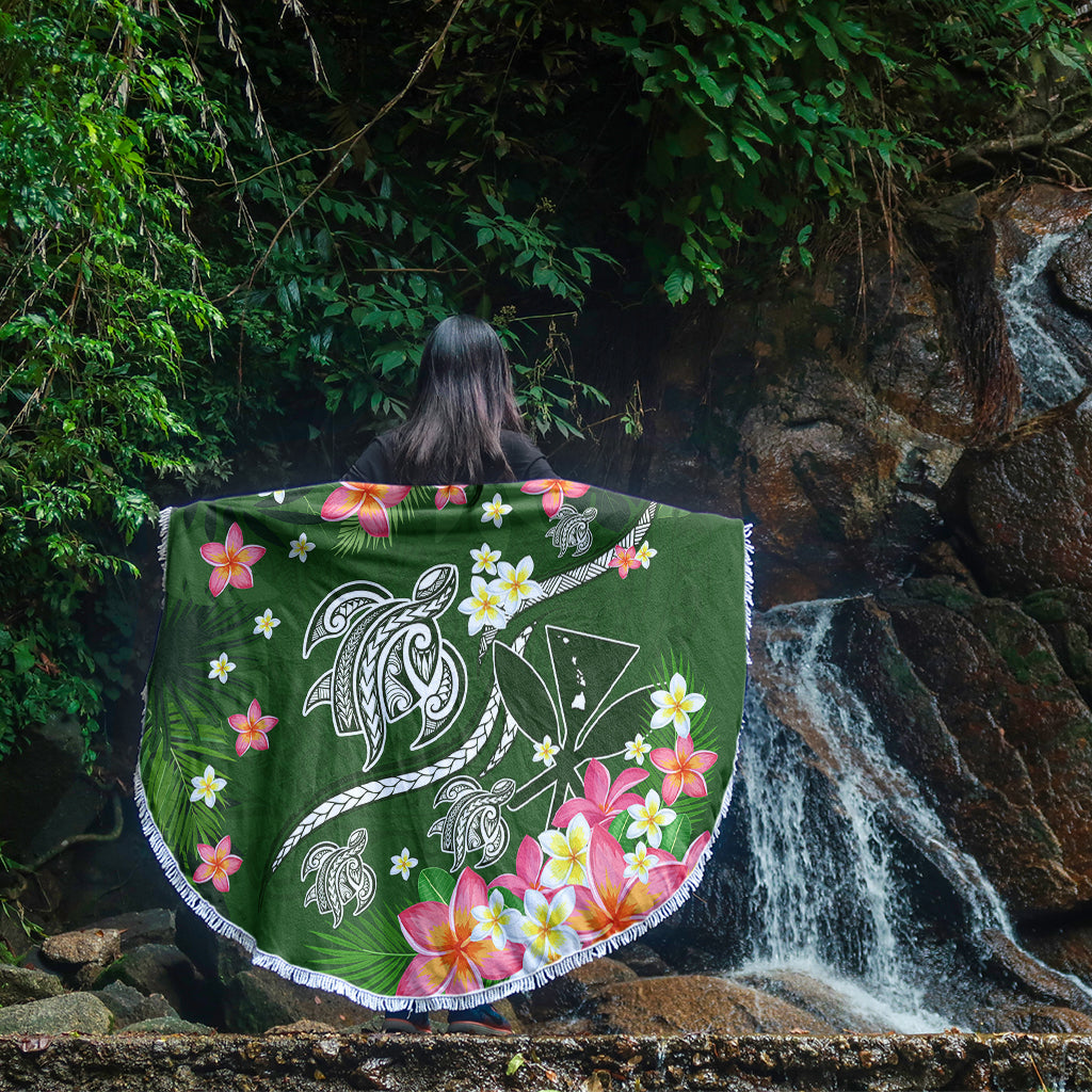 Hawaii Beach Blanket Aloha Island Turtle Plumeria Flower Tropical Fabric