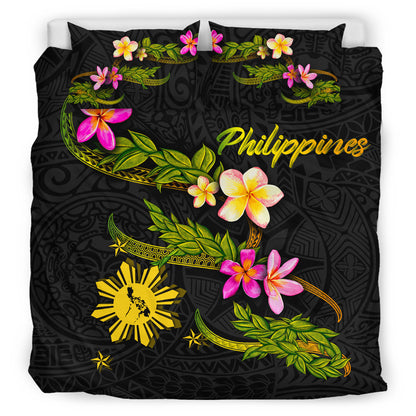 Philippines Filipinos Bedding Set Philippines Sun And Map Plumeria Tribal