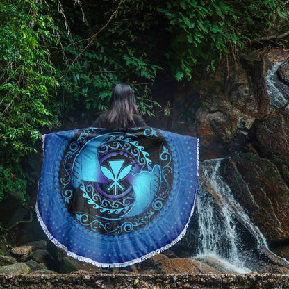 Hawaii Beach Blanket Manta Ray Couple Polynesian Ocean Style