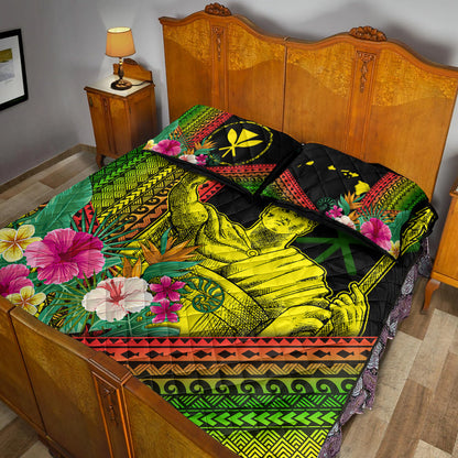 Hawaii Quilt Bed Set King Kamekameha Kanaka Maoli Polynesian Pattern
