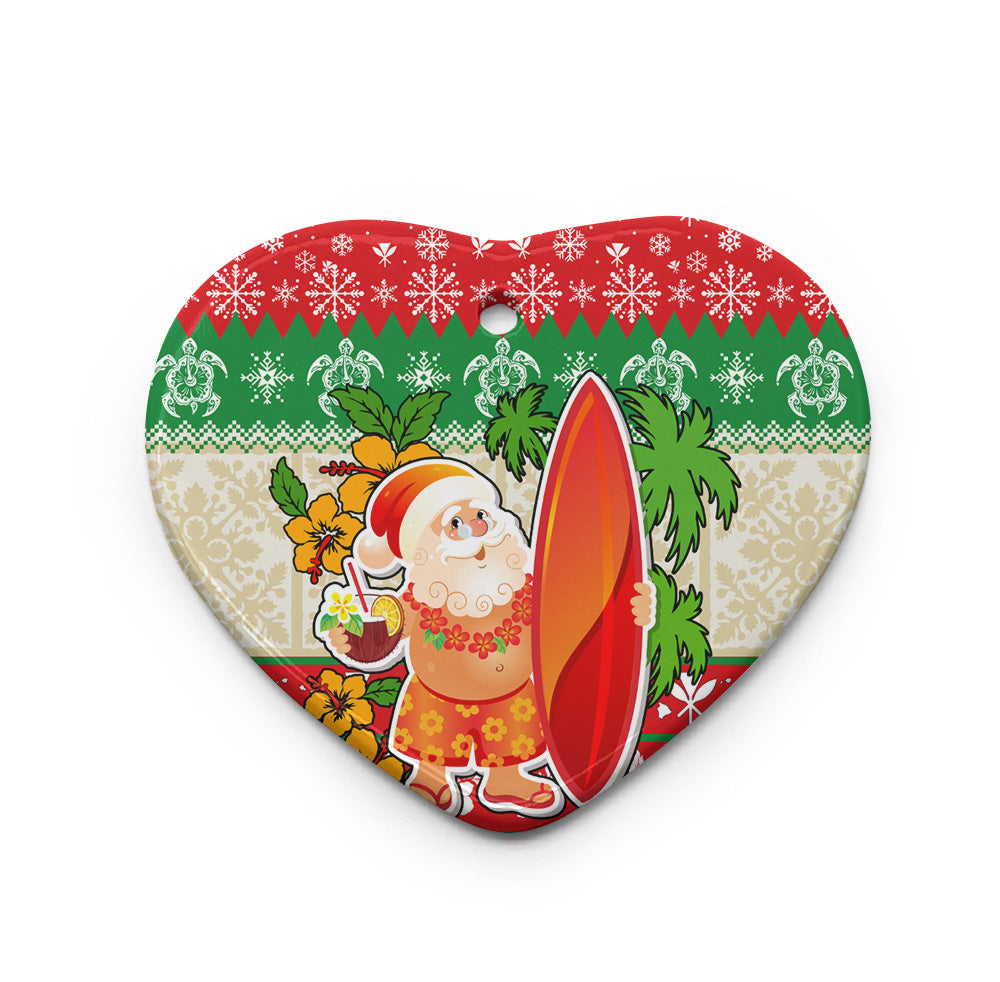 Hawaii Ceramic Ornament Christmas Santa Surfing