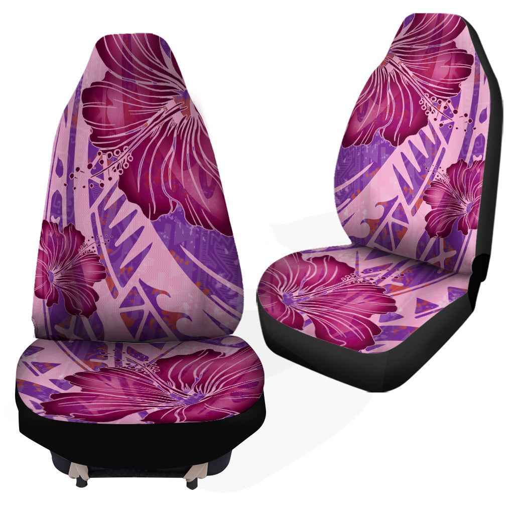 Hawaii Car Seat Covers Polynesian Motif Purple Hibiscus