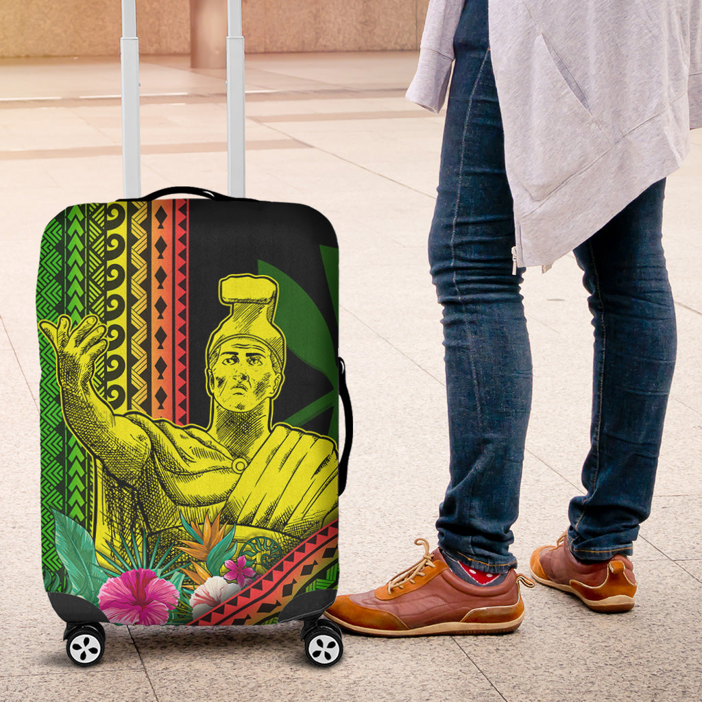 Hawaii Luggage Cover King Kamekameha Kanaka Maoli Polynesian Pattern
