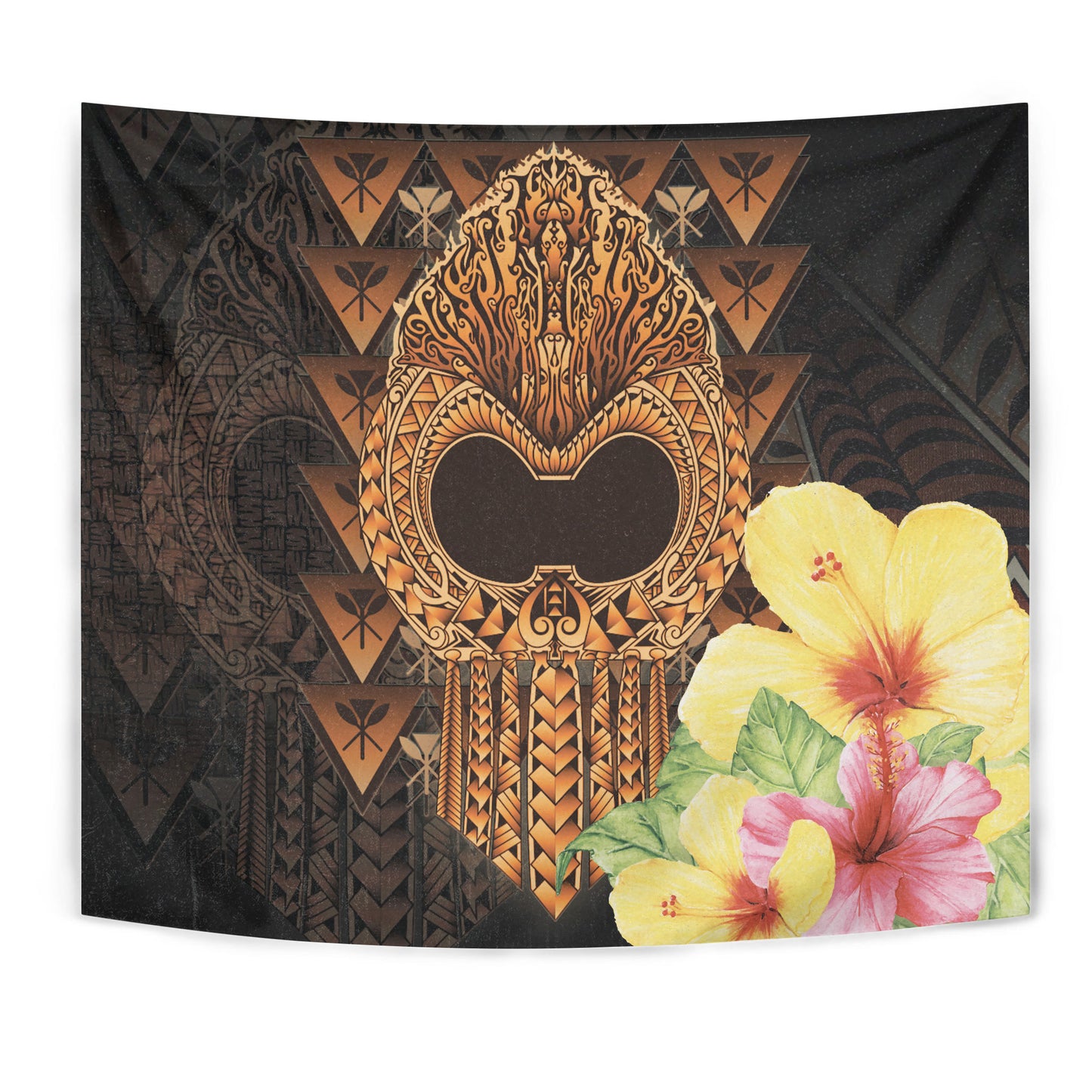 Hawaii Tapestry Ikaika Hawaiian With Hibiscus Flowers Retro Style