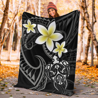 Hawaii Premium Blanket Hawaiian Turtle Honu Plumeria Tribal Tattoo