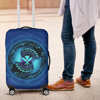 Hawaii Luggage Cover Manta Ray Couple Polynesian Ocean Style