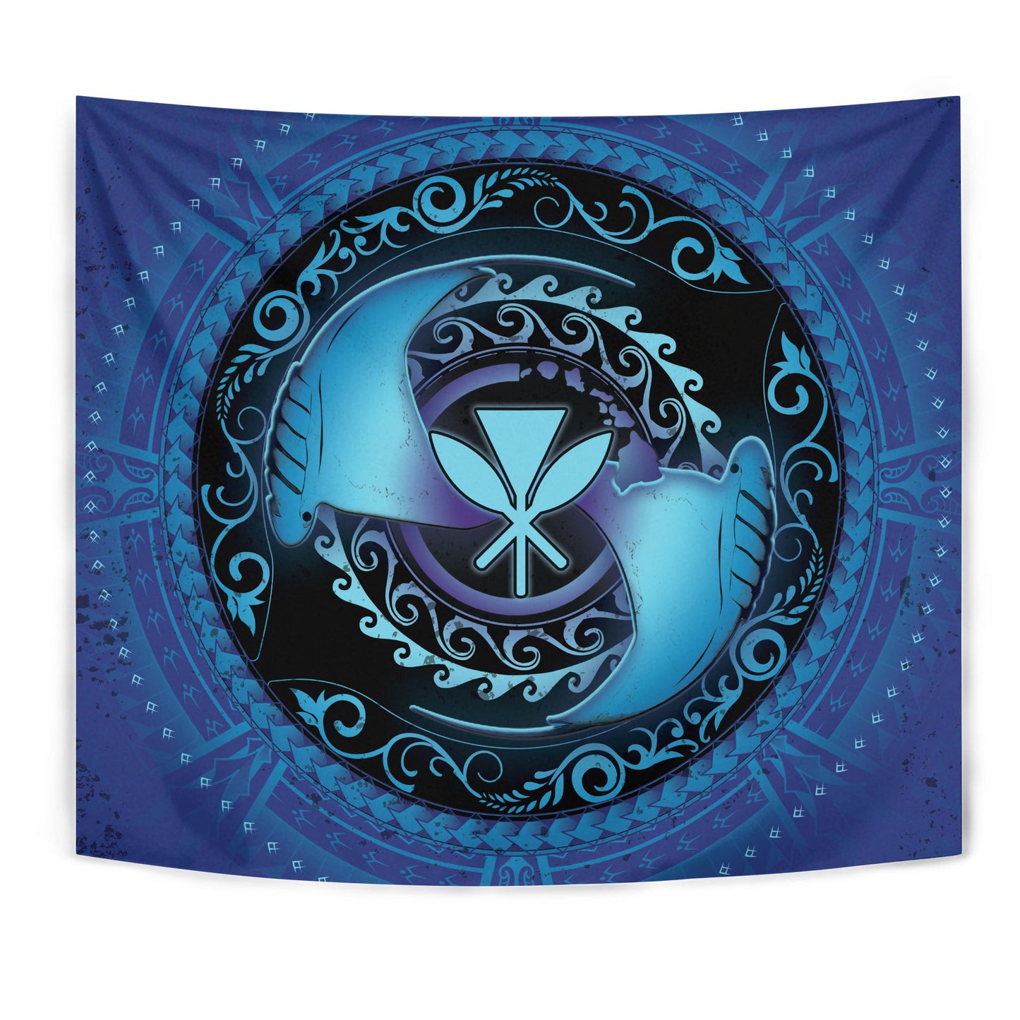 Hawaii Tapestry Manta Ray Couple Polynesian Ocean Style