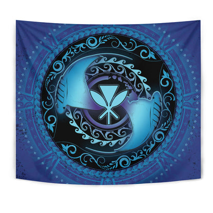 Hawaii Tapestry Manta Ray Couple Polynesian Ocean Style