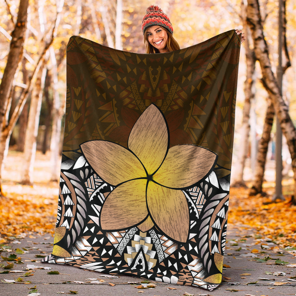 Hawaii Premium Blanket Hawaii Plumeria Polynesian Traditional Patterns Vintage Version