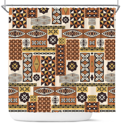 Tonga Shower Curtain Ngatu Tapa Pattern