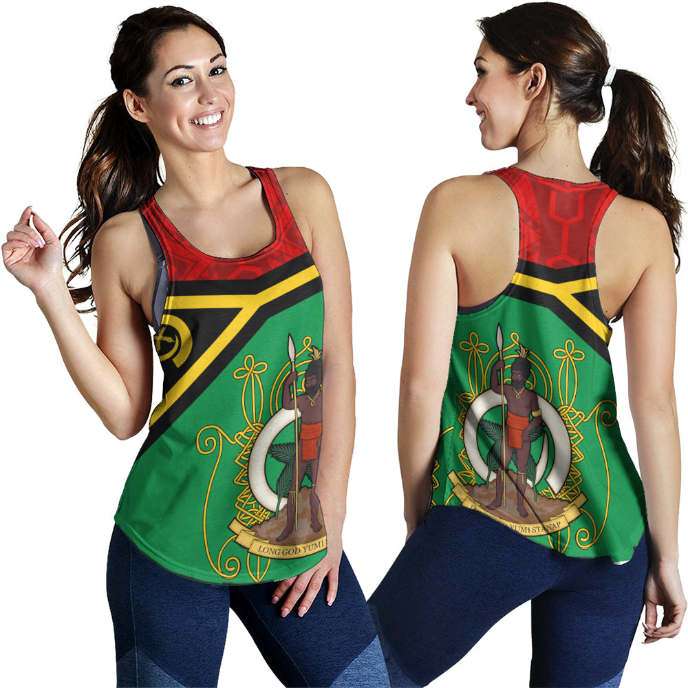 Vanuatu Women Tank Melanesia Flag And Coat Of Arms