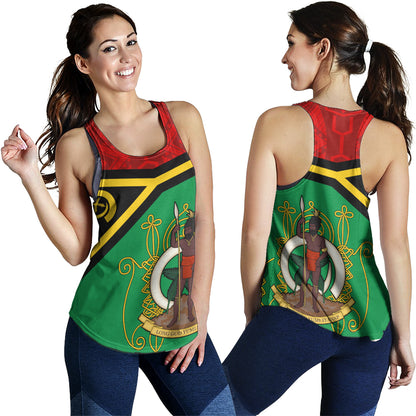 Vanuatu Women Tank Melanesia Flag And Coat Of Arms
