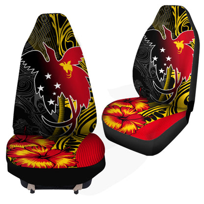 Papua New Guinea Car Seat Covers Paradise Bird With Tribal Pattern