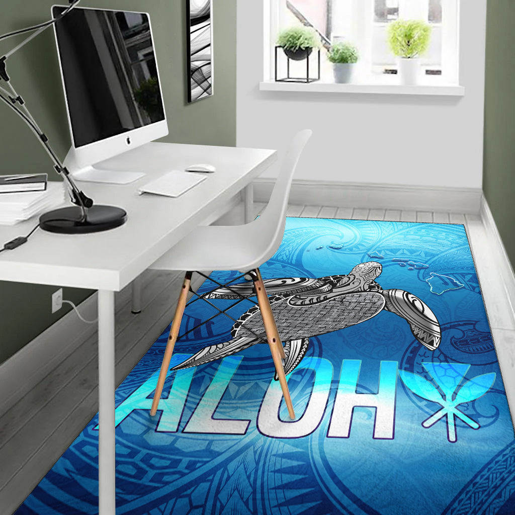 Hawaii Area Rug Aloha Turtle Ocean Style