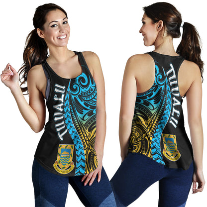 Tuvalu Polynesian Women Racerback Tank - Tuvalu Day with Polynesian Pattern