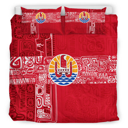 Tahiti Bedding Set French Polynesia Pattern Vintage Style