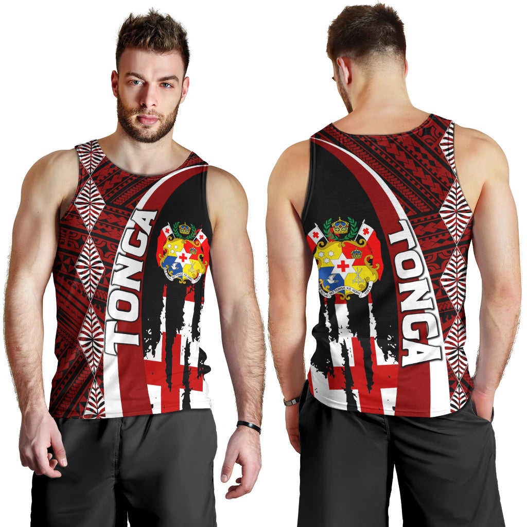 Tonga Men Tank Top - Coat Of Arms Tapa Tonga Patterns