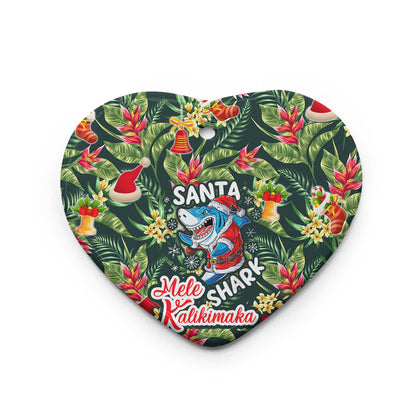 Hawaii Ceramic Ornament Mele Kalikimaka Santa Shark Tropical Style