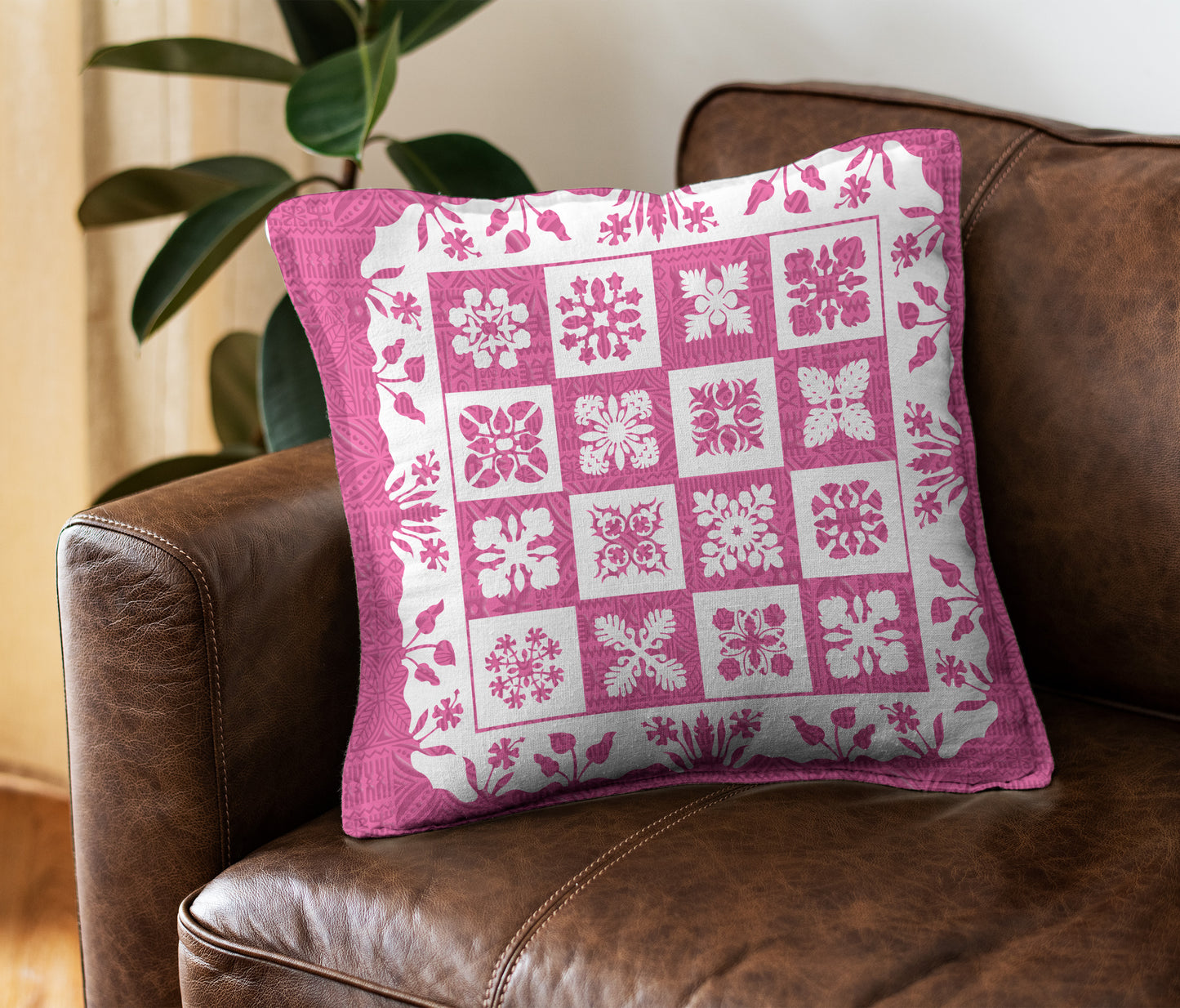 Hawaii Pillow Cover Pink Hawaii Pattern Polynesian Color