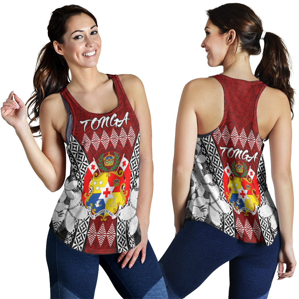 Tonga Women Racerback Tank - Pattern Inspired By Tonga And Polynesian With Coat Of Arms