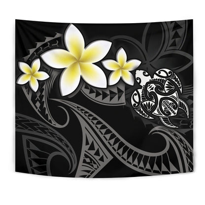 Hawaii Tapestry Hawaiian Turtle Honu Plumeria Tribal Tattoo