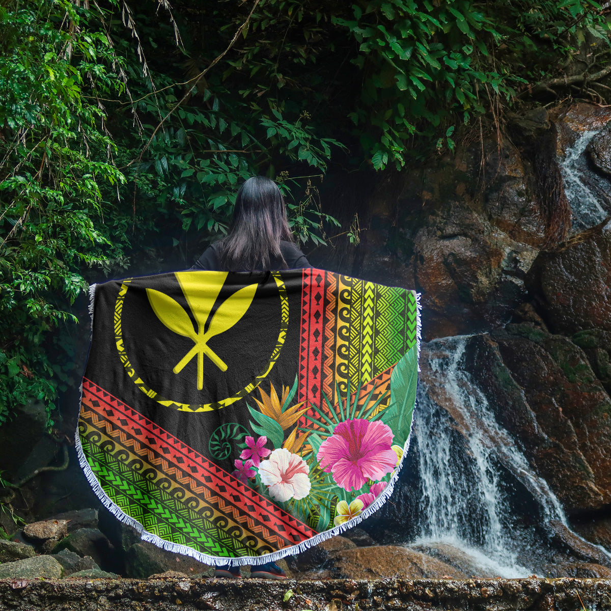 Hawaii Beach Blanket Kanaka Maoli Polynesian Pattern