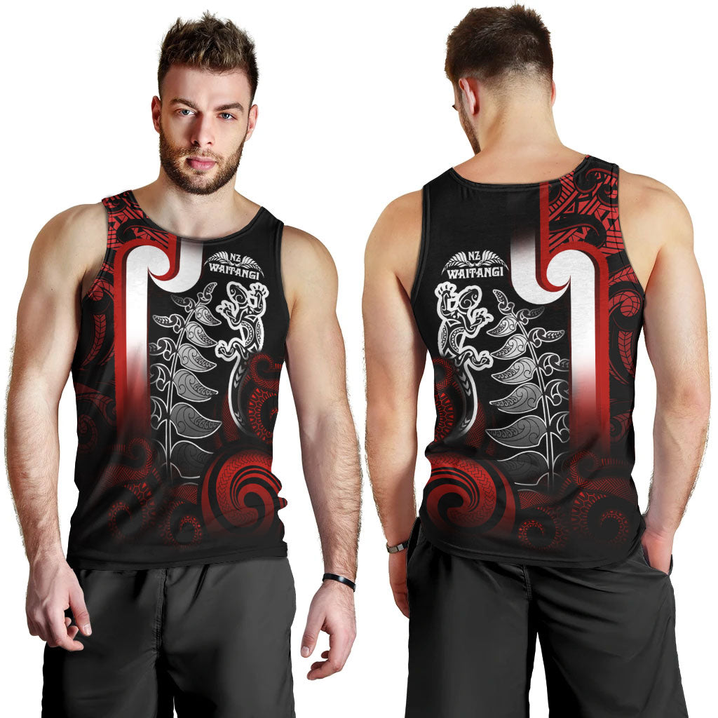 New Zealand Gradient Men Tank Top - Maori Tino Rangatiratanga With Lizard And Silver Fern