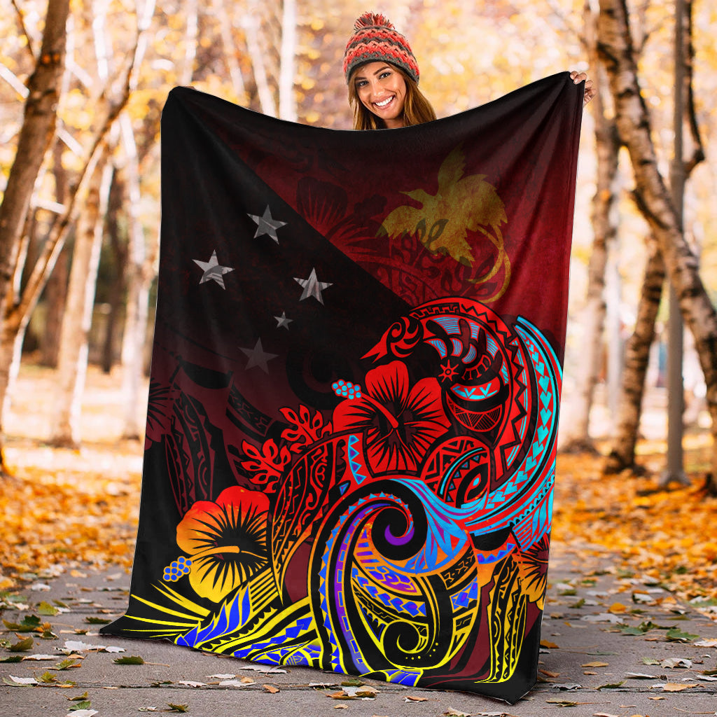 Papua New Guinea Premium Blanket Birds Of Paradise With Flag Color Style