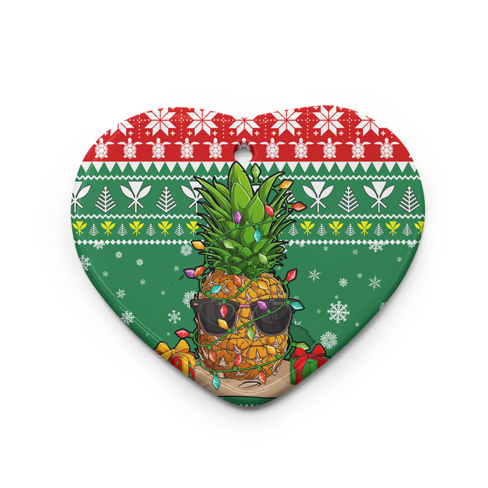 Hawaii Ceramic Ornament Christmas Pineapple Kanaka Maoli Pattern