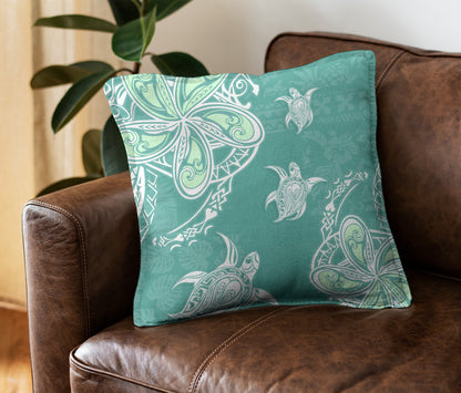 Hawaii Pillow Cover Polynesian Pattern Plumeria Turtles
