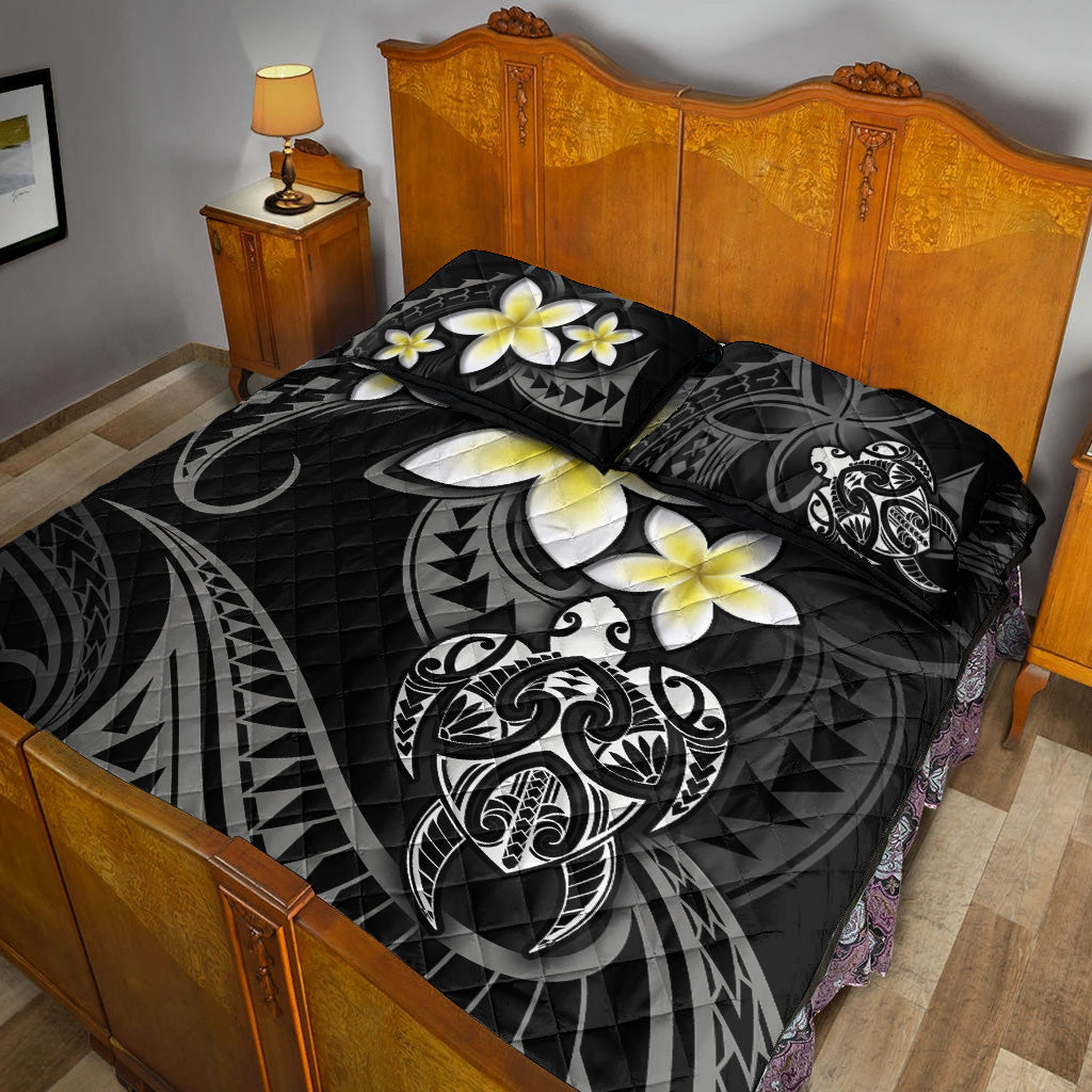 Hawaii Quilt Bed Set Hawaiian Turtle Honu Plumeria Tribal Tattoo