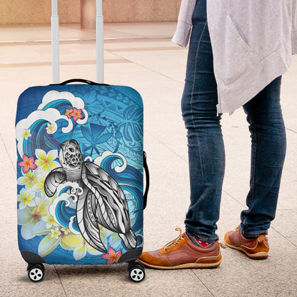 Hawaii Luggage Cover Turtle With Plumeria Flowers