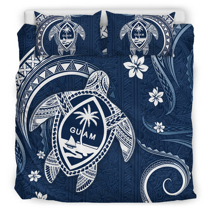 Guam Bedding Set Turtle Polynesian Pattern Blue Ver