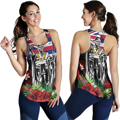 Hawaii Women Tank King Kamehameha I Tribal Flag Tropical Style