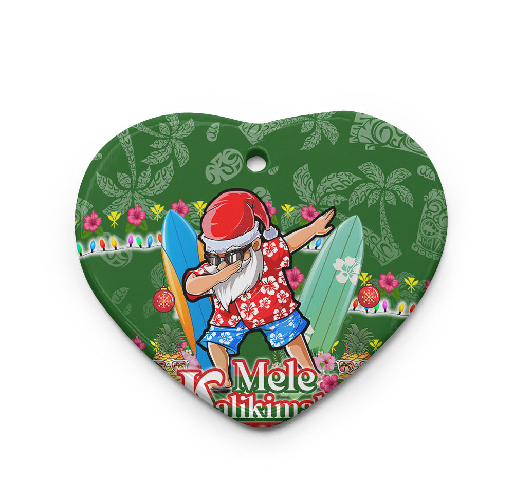 Hawaii Christmas Ceramic Ornament Mele Kalikimaka Dabbing Santa Christmas Style
