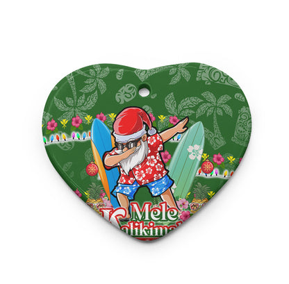 Hawaii Christmas Ceramic Ornament Mele Kalikimaka Dabbing Santa Christmas Style