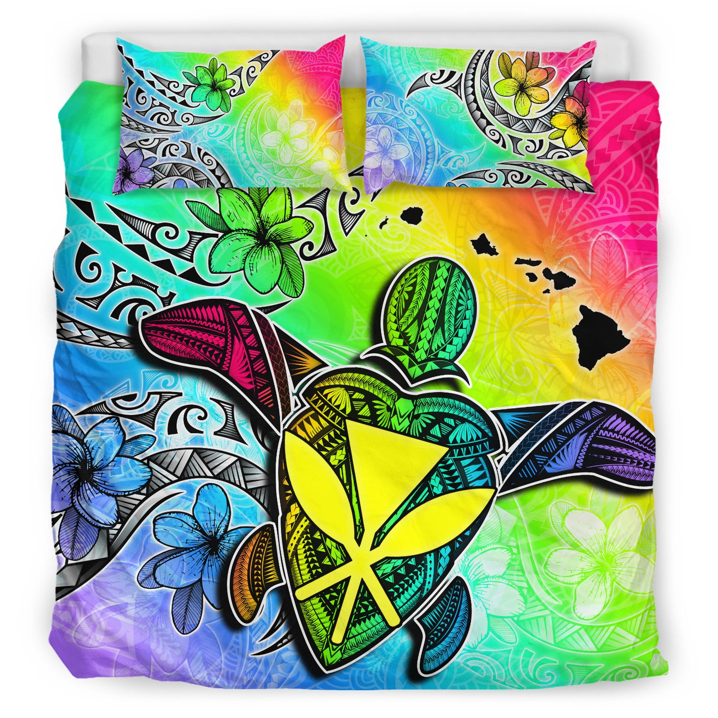 Hawaii Bedding Set Hawaii Map And Turtle Tribal Patterns