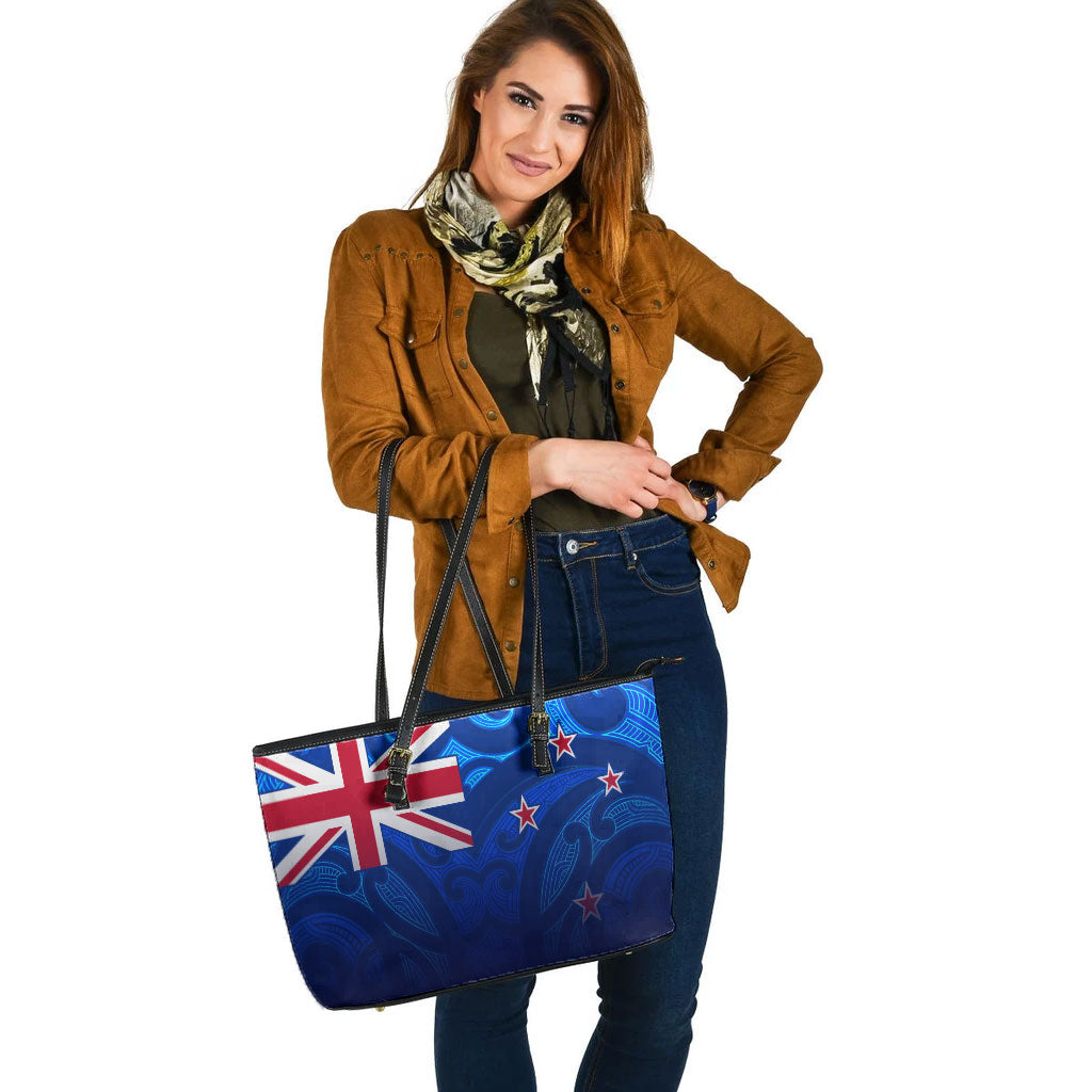 New Zealand Leather Totes NZ Flag Maori Patterns