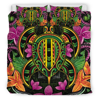 Polynesian Bedding Set - Hawaiian Turtle Colorful