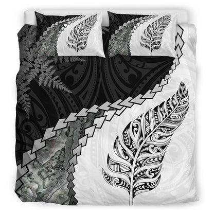 New Zealand Bedding Set Silver Fern Maori Pattern