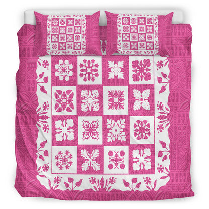 Hawaii Bedding Set Pink Hawaii Pattern Polynesian Color
