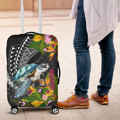 Hawaii Luggage Cover Turtle Ocean Spiral Polynesian Patterns