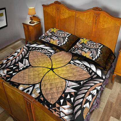 Hawaii Quilt Bed Set Hawaii Plumeria Polynesian Traditional Patterns Vintage Version