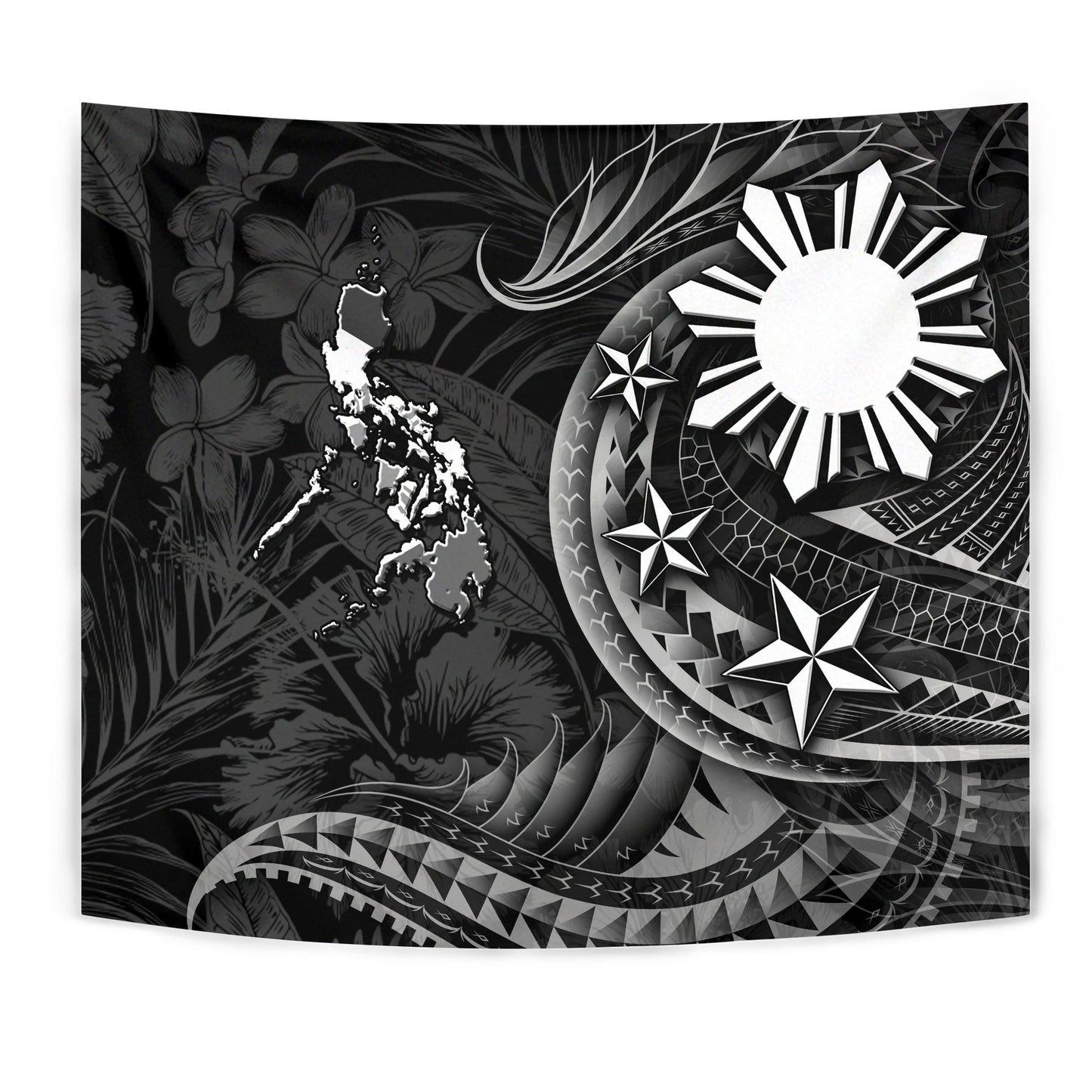 Philippines Filipinos Tapestry Philippines Sun Tribal Patterns Tropical Flowers Curve Style